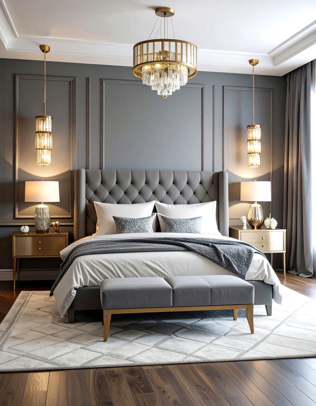 Art Deco Grey Headboard Bedroom - 24 Grey Headboard Bedroom Ideas