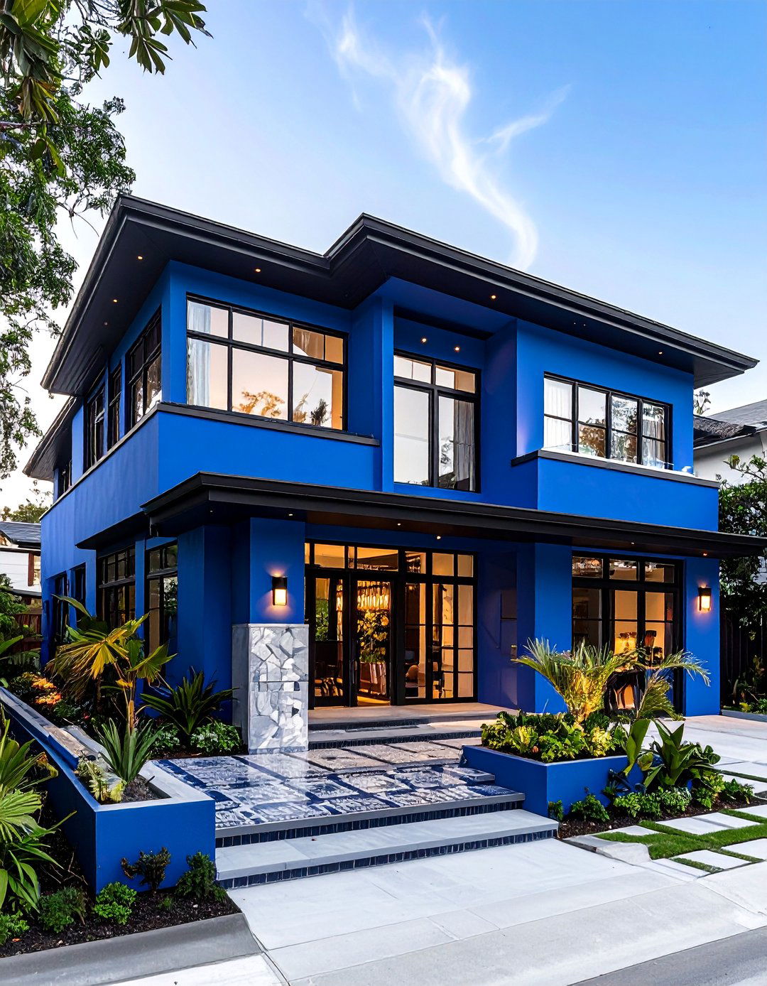 Art Deco Inspired Design in Sapphire Blue - 24 Blue House With Black Trim Ideas