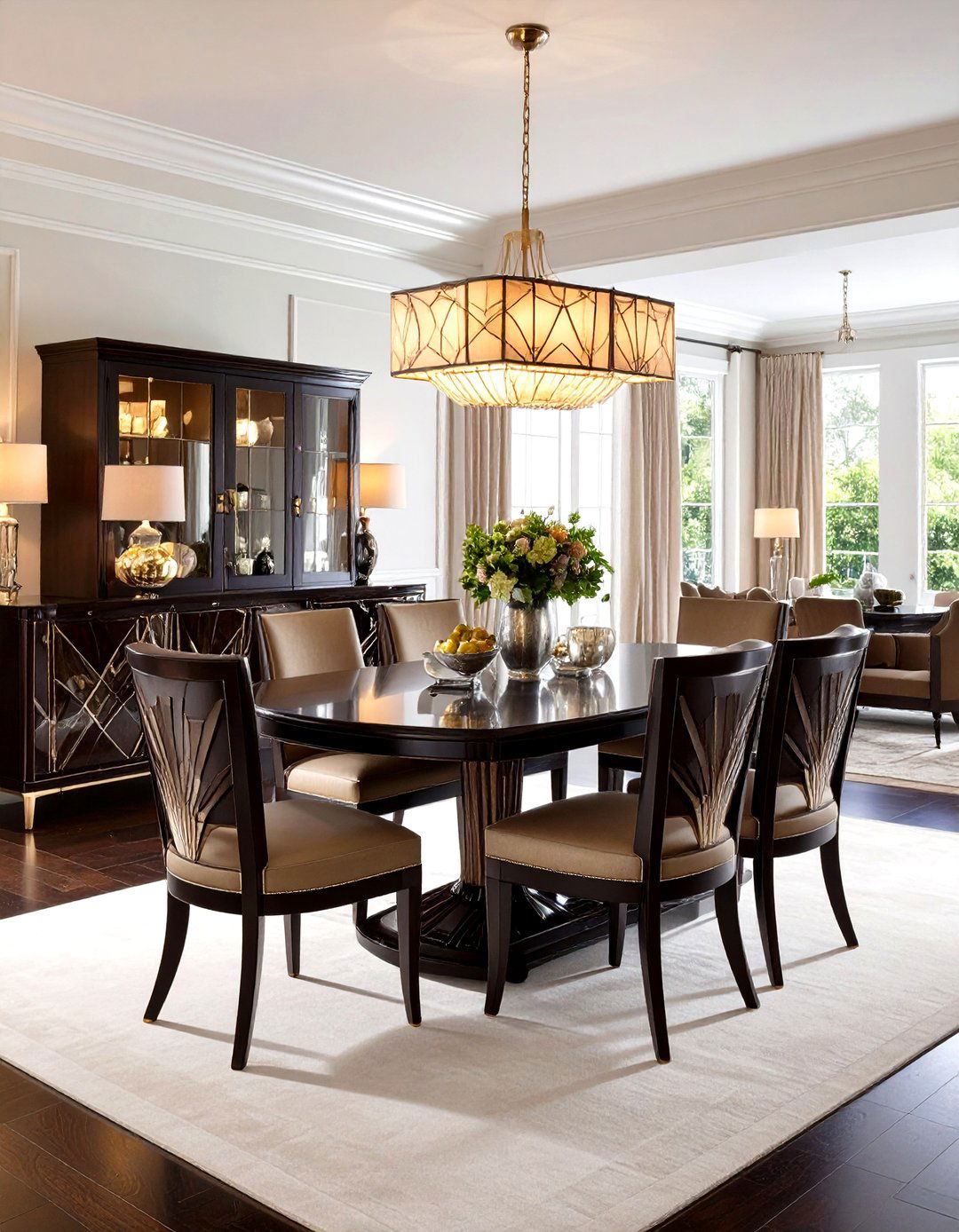 Art Deco Inspired Dining Room Hutch with Geometric Details - 24 Dining Room Hutch Ideas