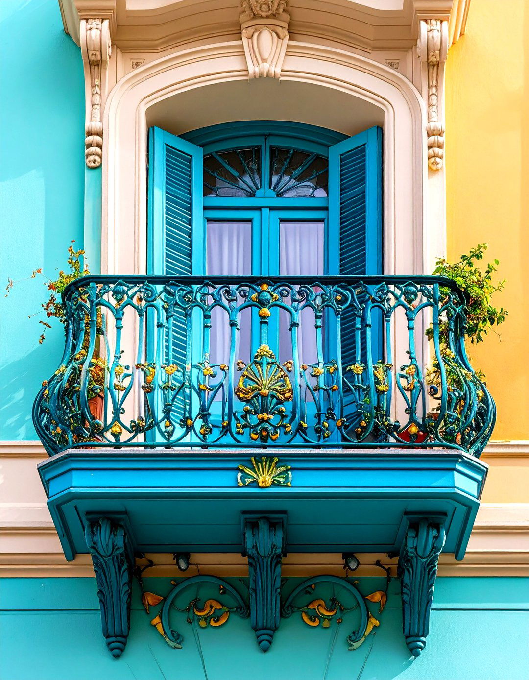 Art Deco Inspired French Balcony - 24 French Balcony Ideas