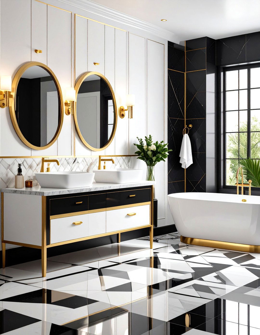 Art Deco Inspired Geometric Mosaics - 24 Bathroom Mosaic Floor Tile Ideas