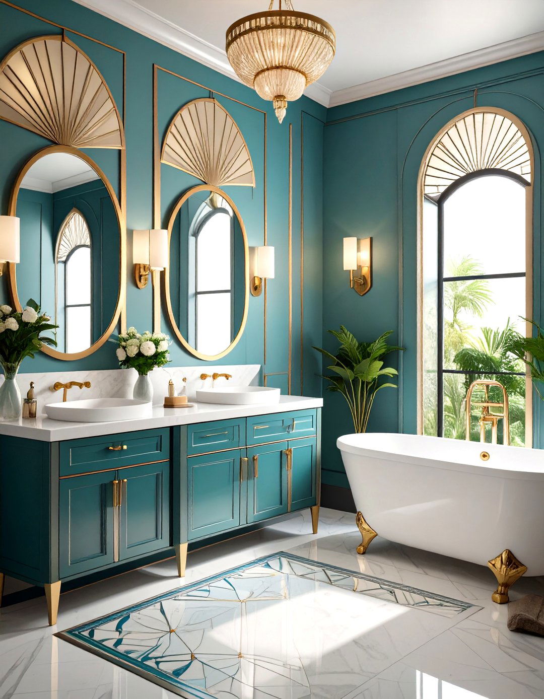 Art Deco Inspired Geometric Panels - 24 Bathroom Wall Paneling Ideas