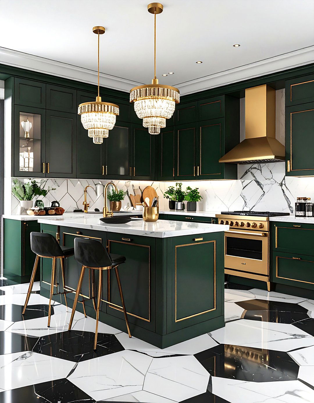 Art Deco Inspired Kitchenette with Geometric Patterns - 24 Kitchenette Ideas