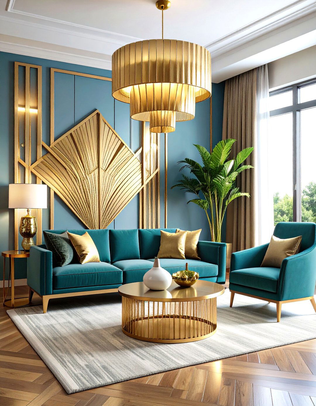 Art Deco Inspired Statement Pieces - 24 Living Room Ceiling Lighting Ideas