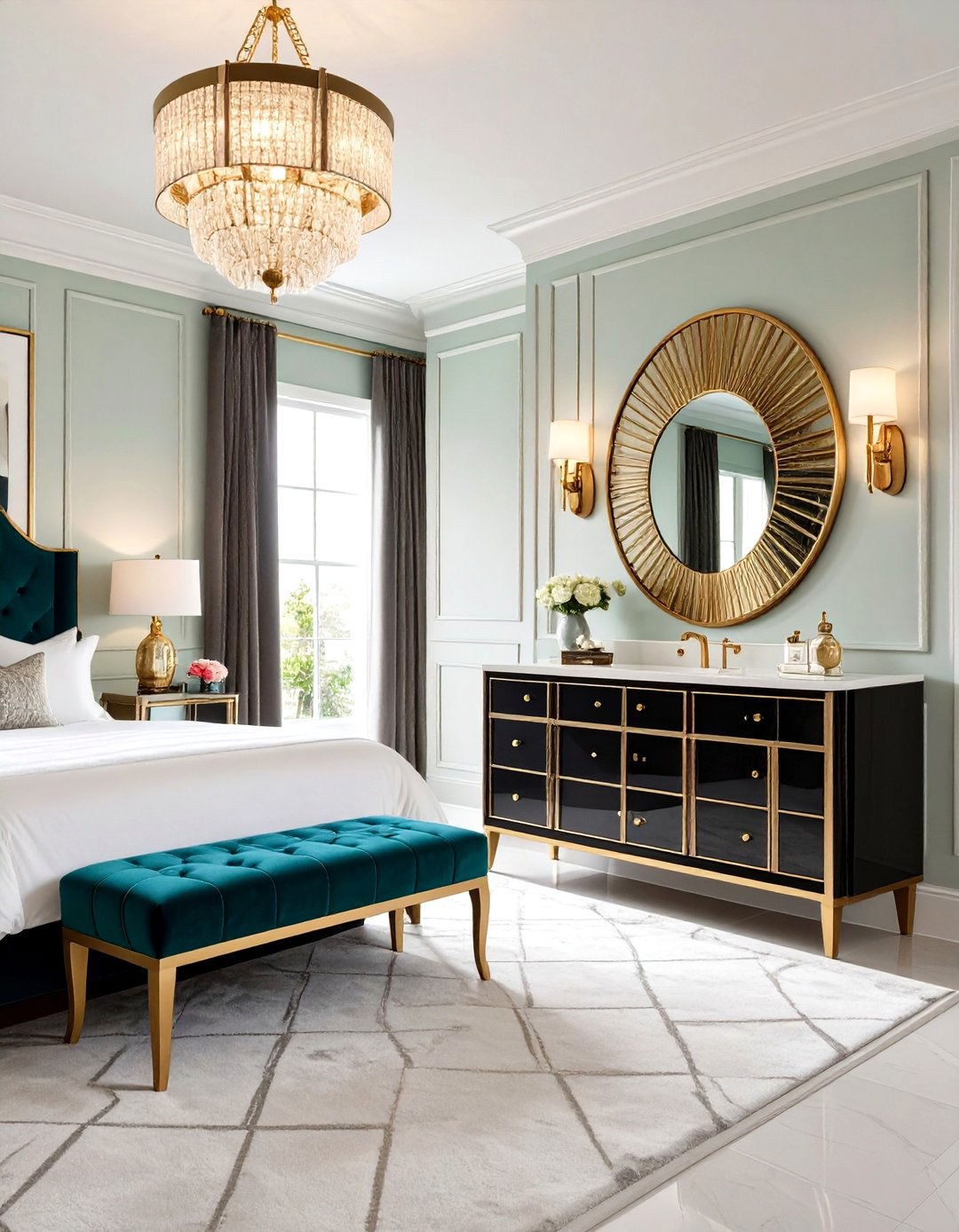 Art Deco Inspired Vanity Suite - 24 Bedroom Vanity Ideas