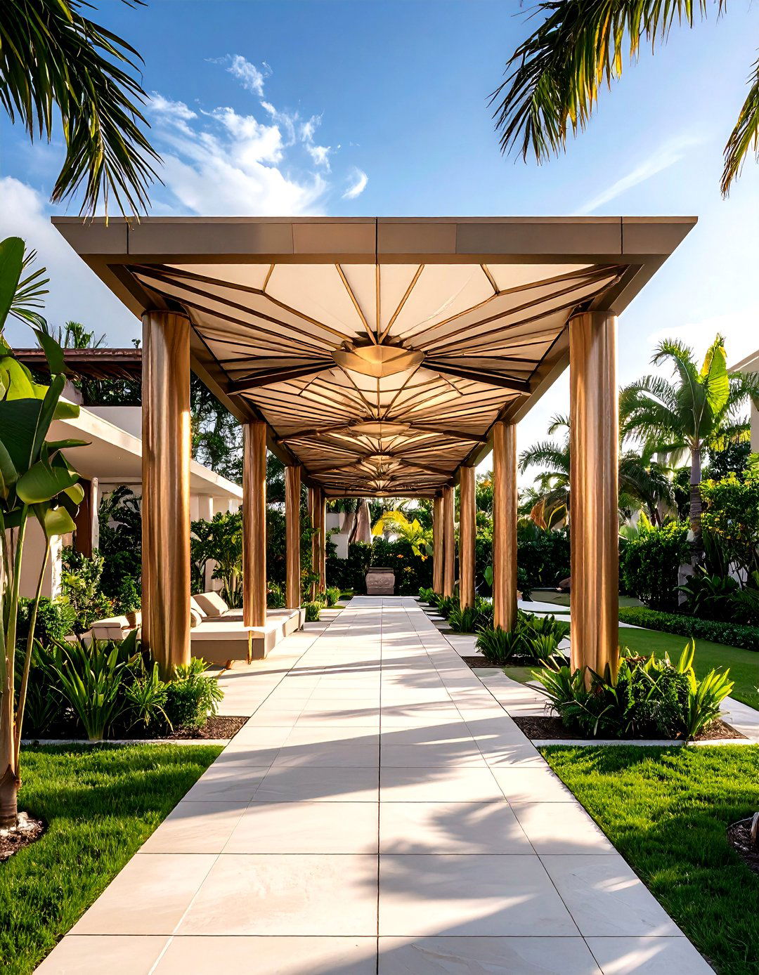 Art Deco Inspired Walkway Canopy - 24 Covered Walkway Ideas