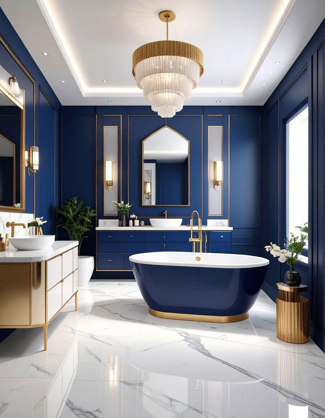 Art Deco Inspired - 24 Blue and White Bathroom Ideas