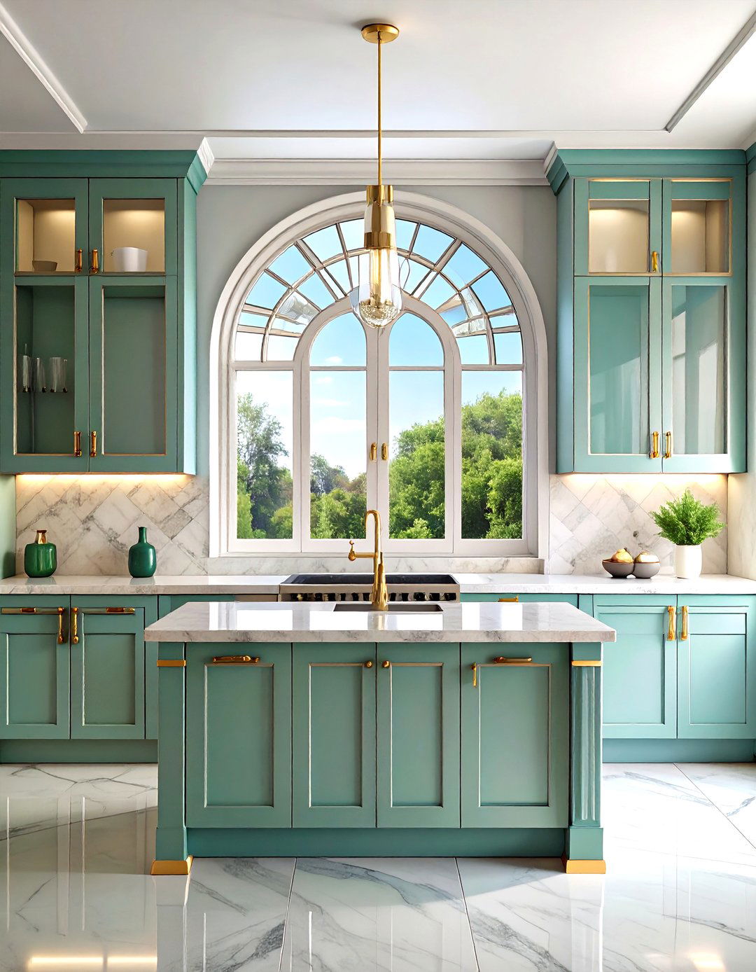 Art Deco Kitchen Window with Geometric Patterns - 24 Kitchen Window Ideas