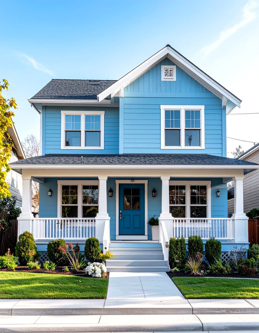 Art Deco Light Blue with Geometric Elements - 24 light blue house exterior ideas
