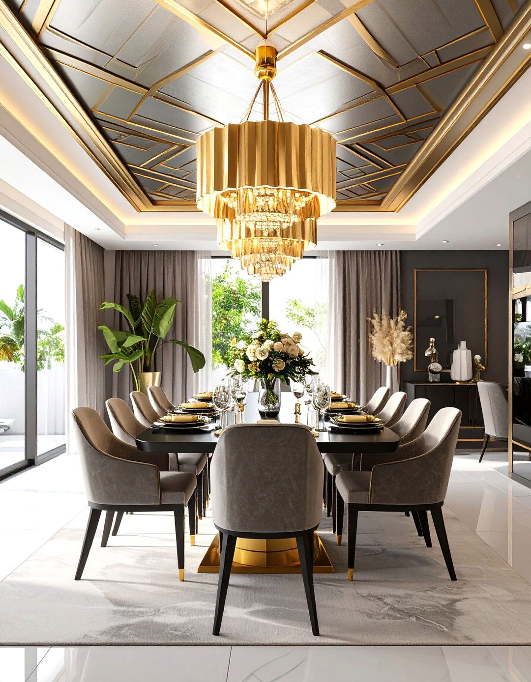 Art Deco Metallic Accent Ceilings - 24 Ceiling Wallpaper Ideas