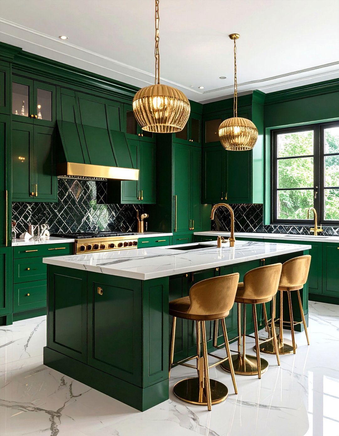 Art Deco One Wall Kitchen with Geometric Tile Patterns - 24 One Wall Kitchen Ideas