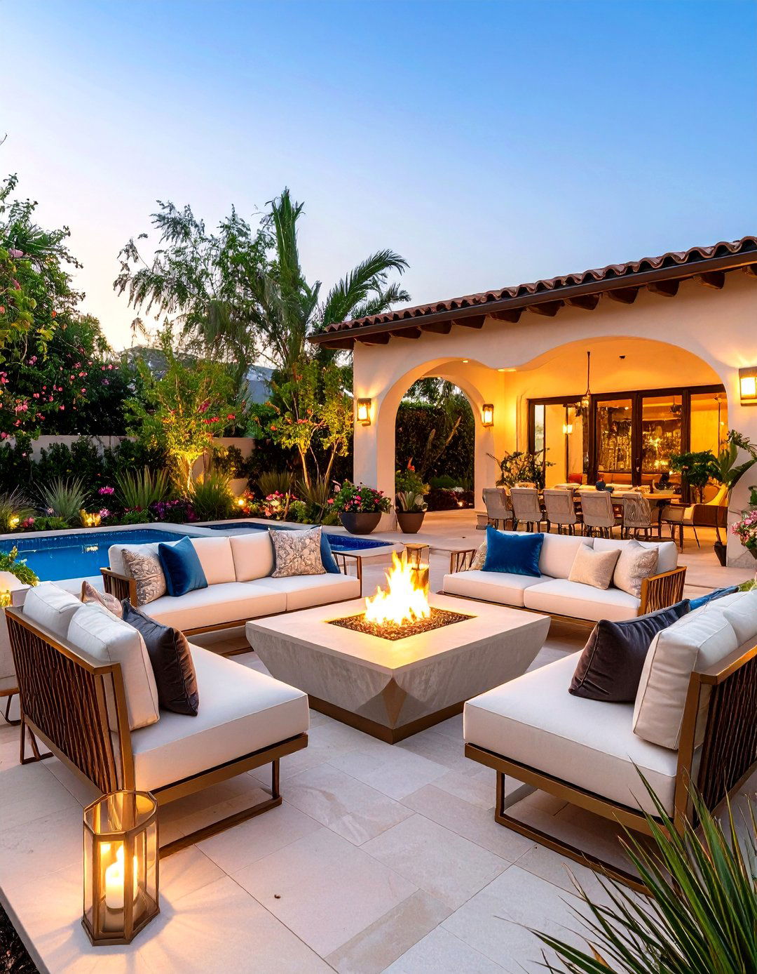 Art Deco Outdoor Lounge with Glamorous Details - 24 Outdoor Living Room Ideas