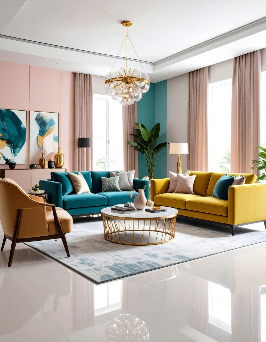 Art Deco Pattern Mixing Boldness - 24 Glam Living Room Ideas