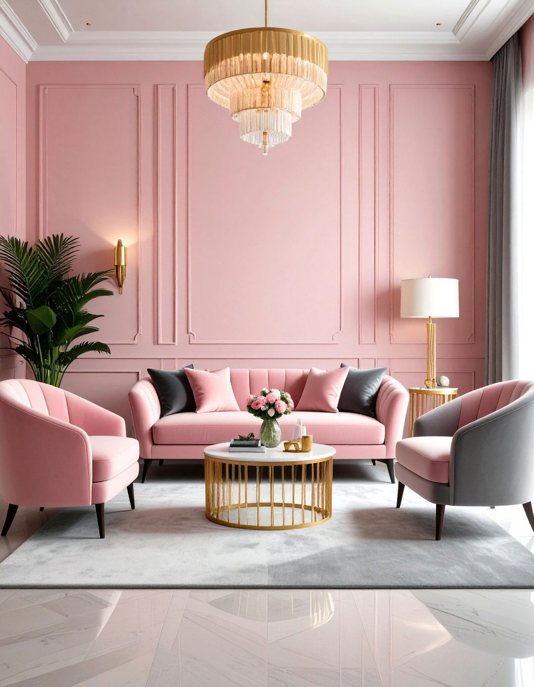 Art Deco Pink and Grey Glamour - 24 Pink and Grey Living Room Ideas