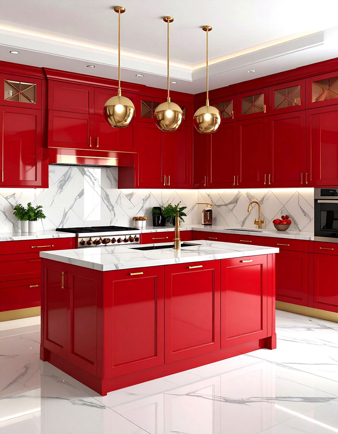 Art Deco Red Kitchen Glamour - 24 Red Kitchens