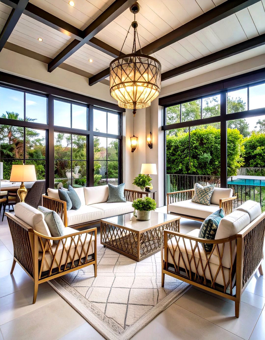 Art Deco Screened Lounge - 24 Small Screened-in Porch Ideas