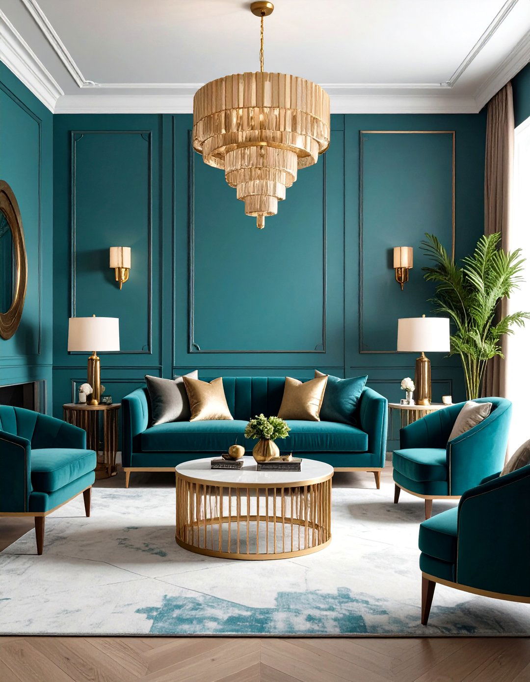 Art Deco Teal Glamour - 24 Teal Living Room Ideas