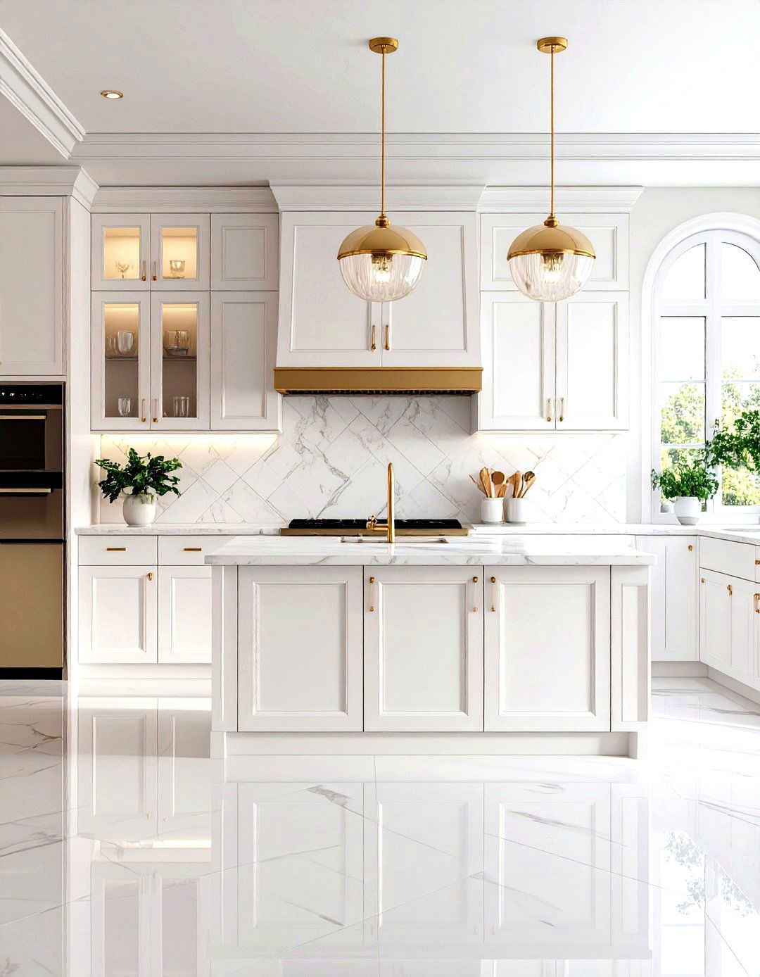 Art Deco White Kitchen with Geometric Pattern Features - 24 White Kitchen Ideas