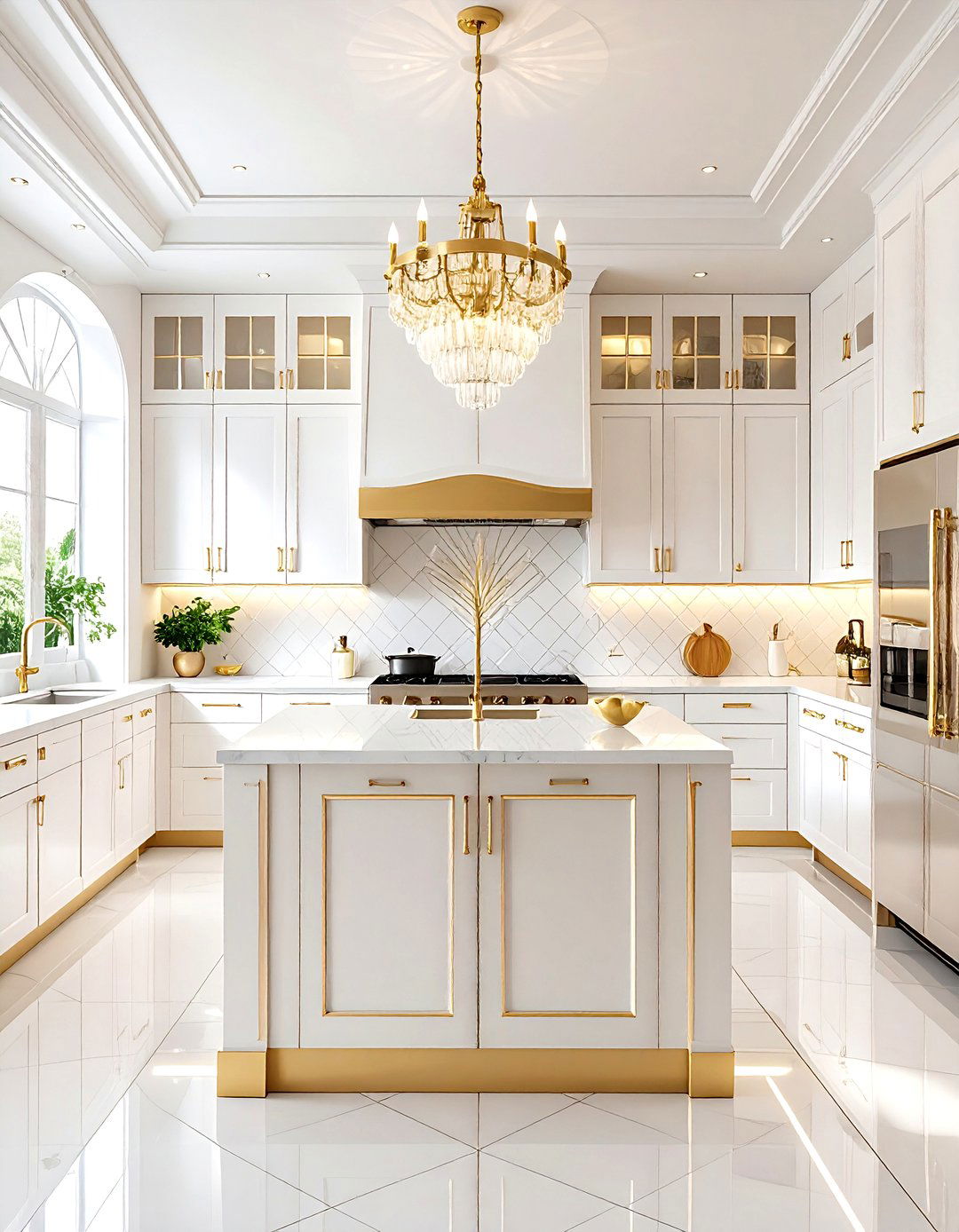 Art Deco White and Gold Kitchen Theme - 24 White and Gold Kitchen Ideas