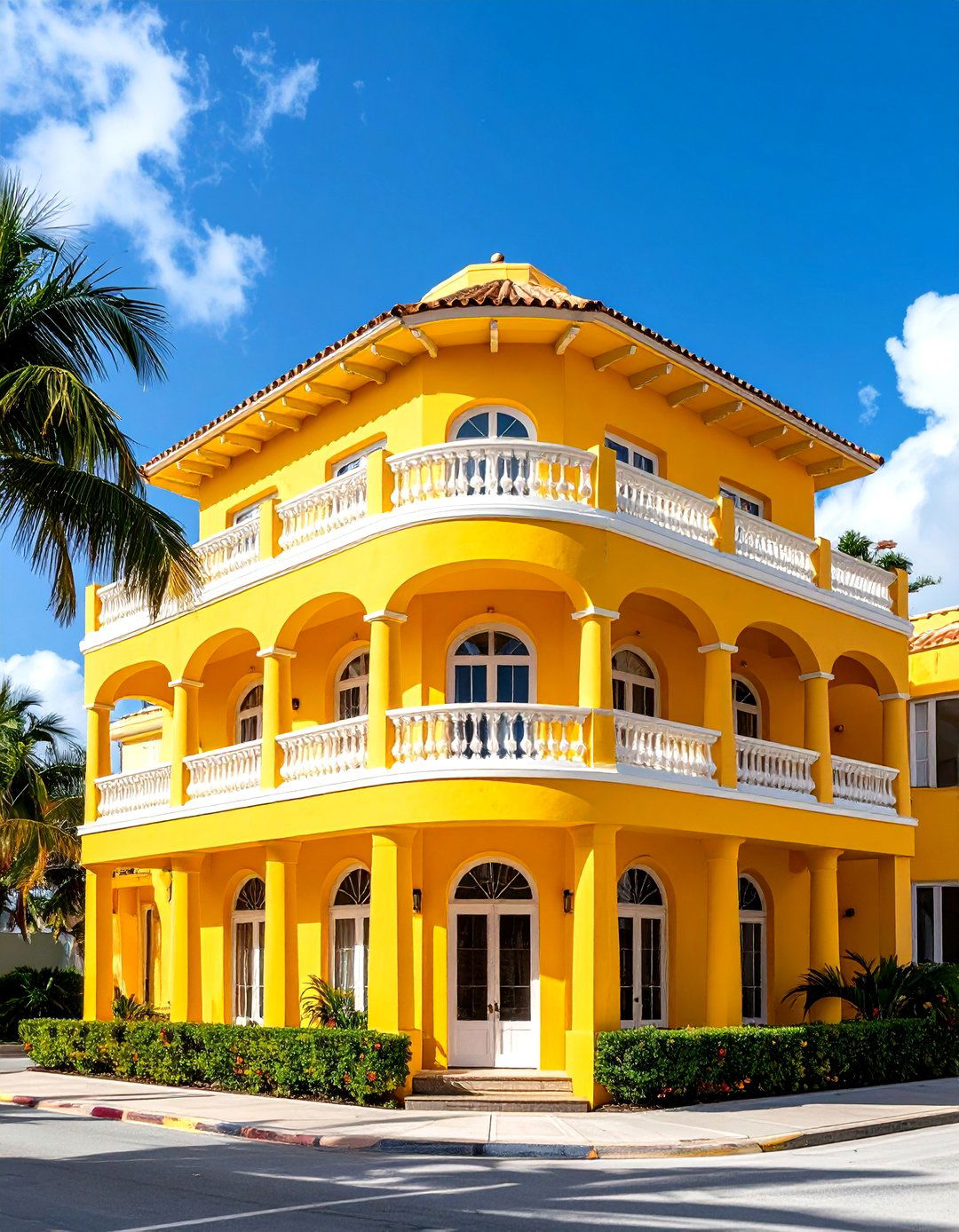 Art Deco Yellow with Geometric Details - 24 Yellow Exterior Home Ideas