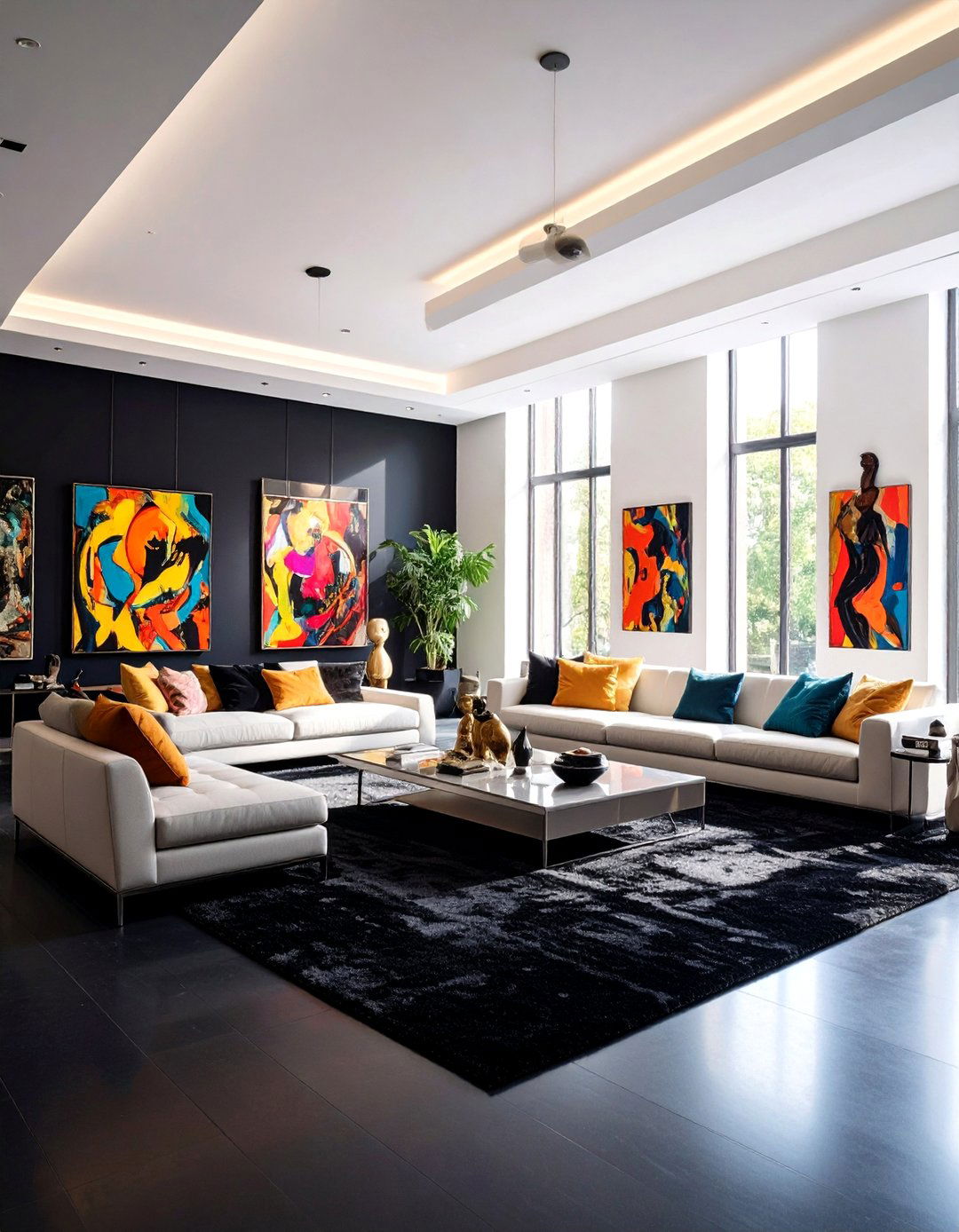 Art Gallery Contemporary Space - 24 Black Carpet Living Room Ideas