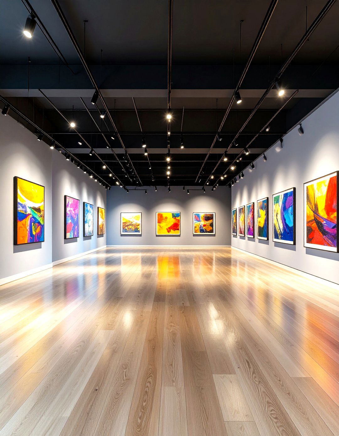 Art Gallery Inspired Display - 24 Black Ceiling With Grey Walls