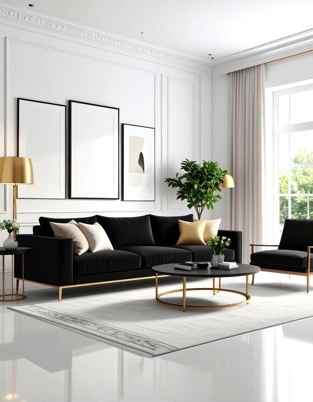 Art Gallery Statement - 24 Living Room Ideas With Black Couches
