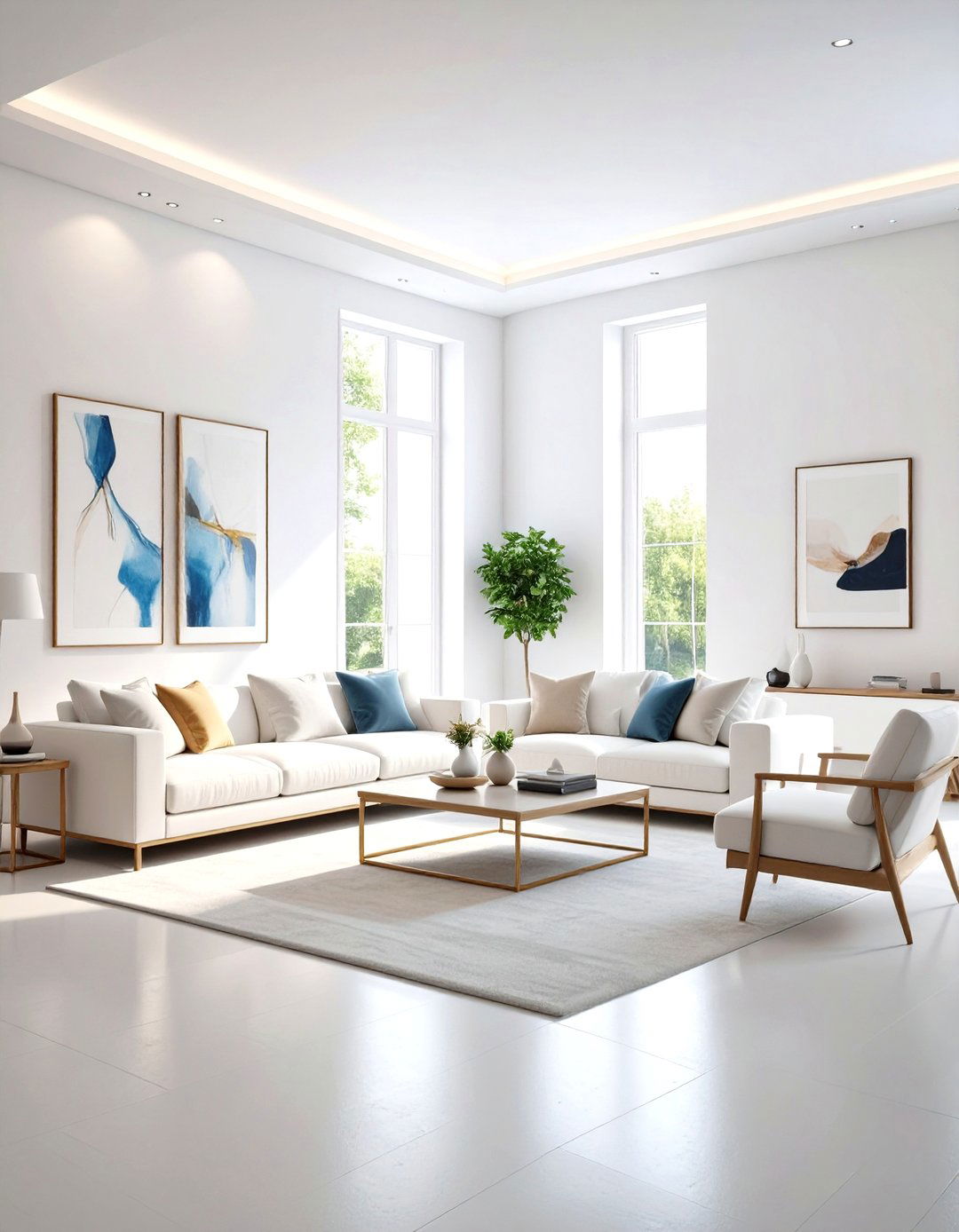 Art Gallery White Living Room - 24 White Living Room Ideas