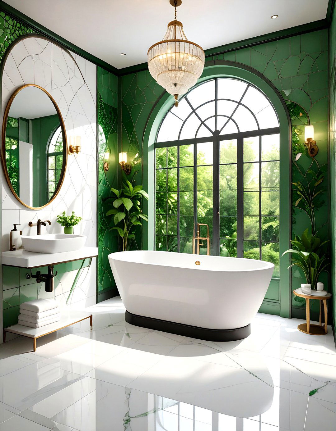Art Nouveau Flowing Lines - 24 black, white and green bathroom ideas