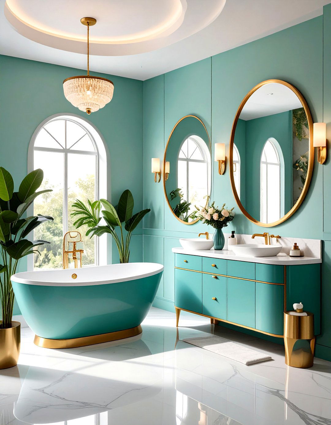 Art Nouveau Inspired Curves - 24 black and gold powder room ideas