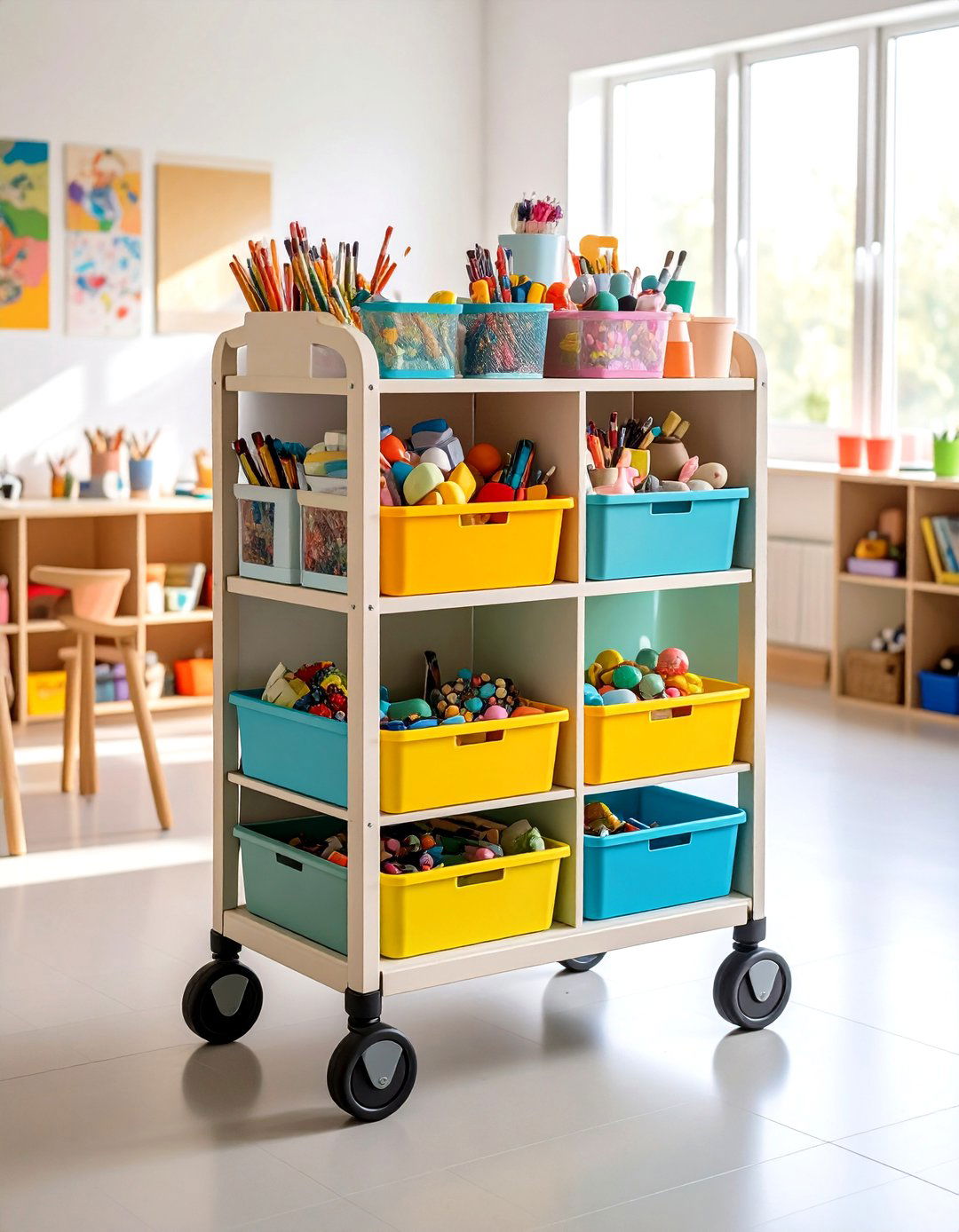 Art Supply Cart Organization - 24 Toy Storage Ideas