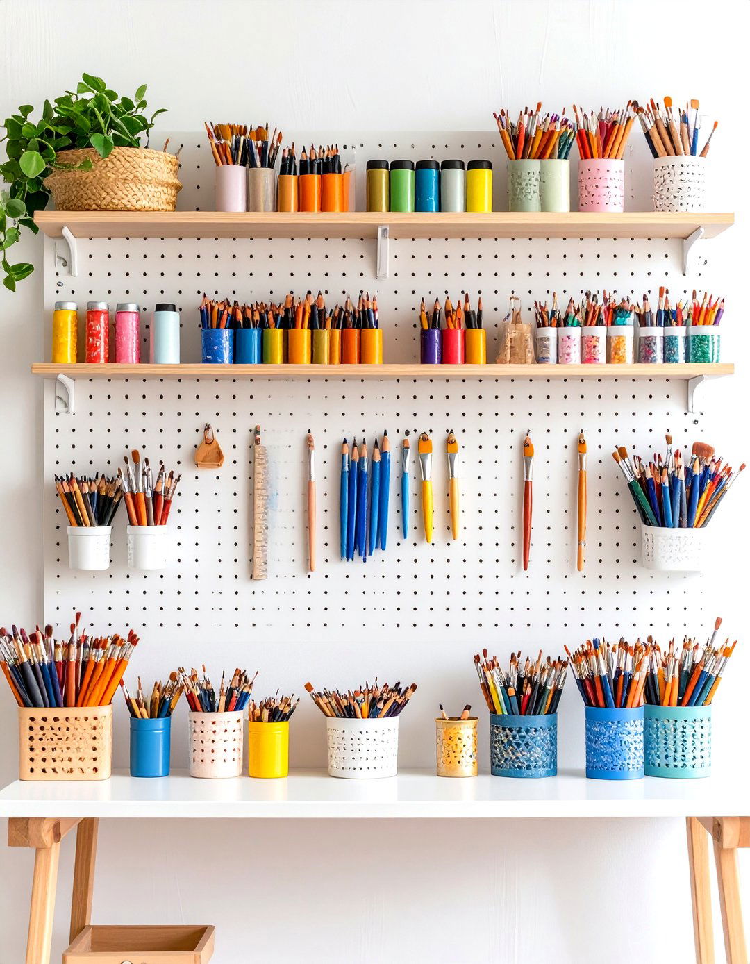 Art Supply Display Wall - 24 Pegboard Ideas