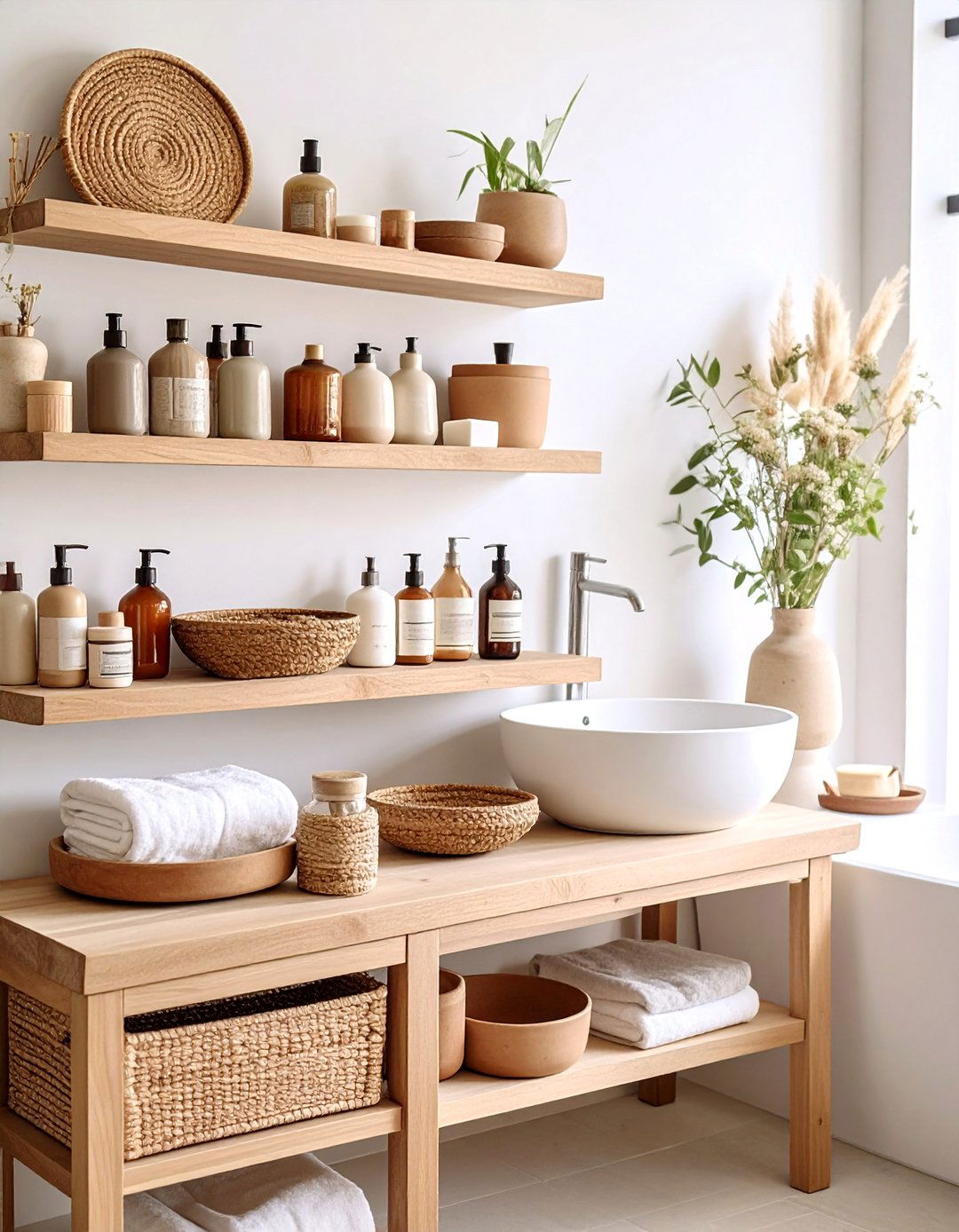 Artisan Pottery Display - 24 Boho Bathroom Ideas