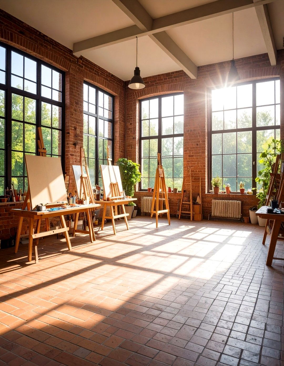 Artistic Brick Floor Studio Sunroom - 24 Brick Floor Sunroom Ideas