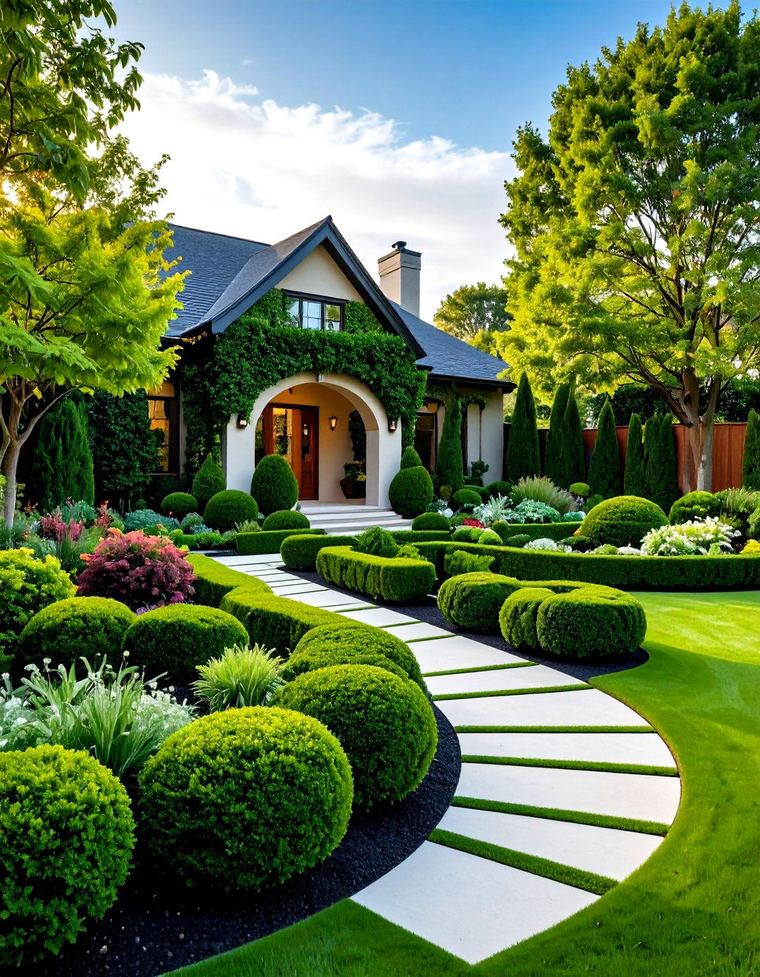 Artistic Expression Contemporary Installation - 24 Front Yard Boxwood Designs