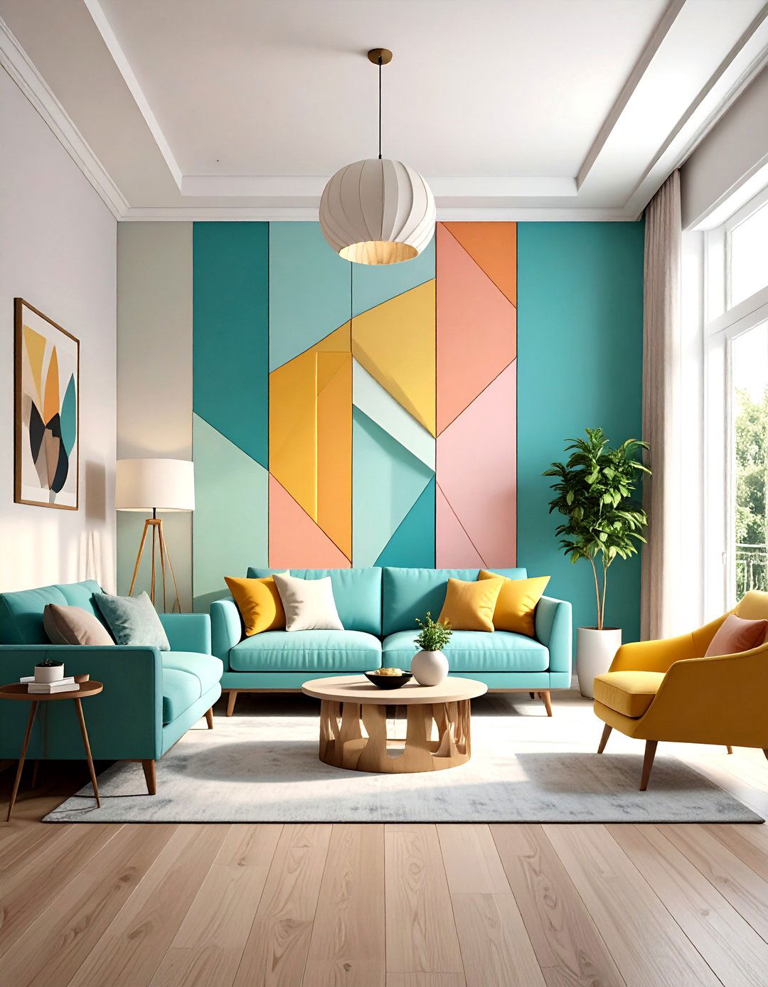 Artistic Feature Wall Statement Design - 24 Townhouse Interior Design Ideas