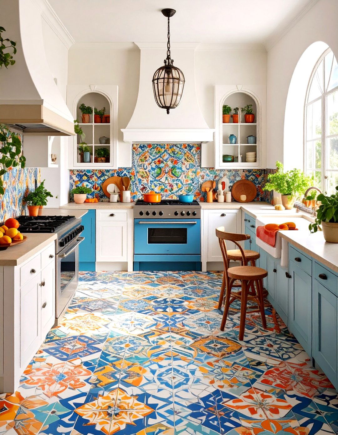 Artistic Mosaic Effect Linoleum Patterns - 24 Linoleum Kitchen Flooring Ideas