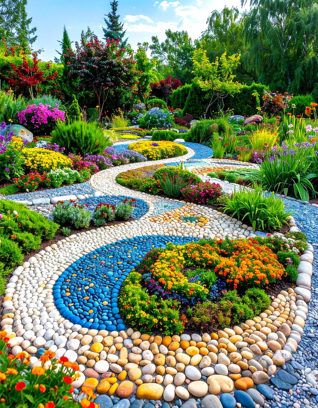 Artistic Mosaic Patterns - 24 River Rock Edging Ideas
