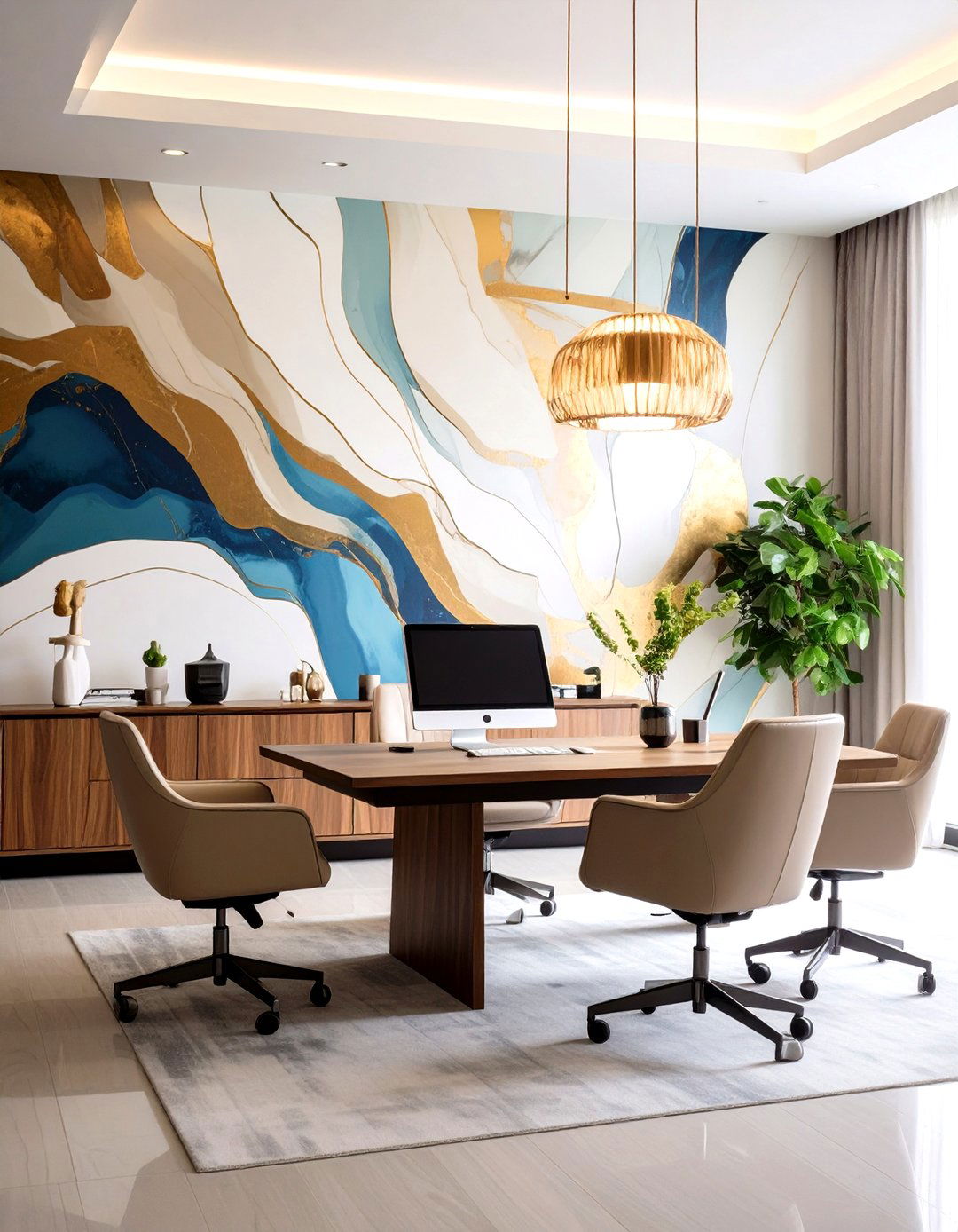 Artistic Mural Office Walls - 24 Office Accent Wall Ideas