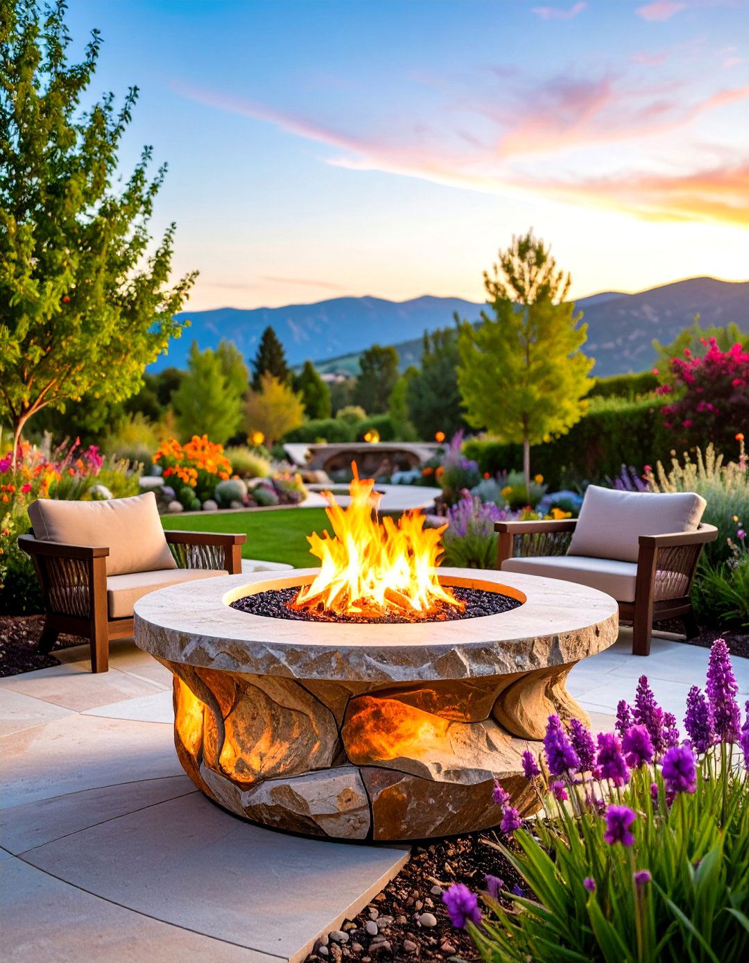Artistic Sculptural Stone Fire Element - 24 Stone Fire Pit Ideas