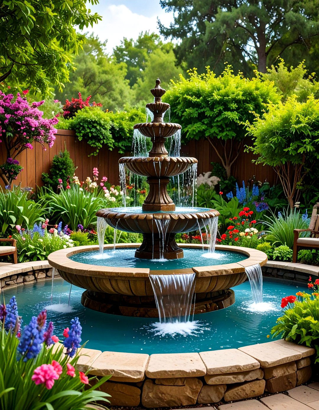 Artistic Sculpture Waterfall Fountain - 24 Backyard Waterfall Ideas