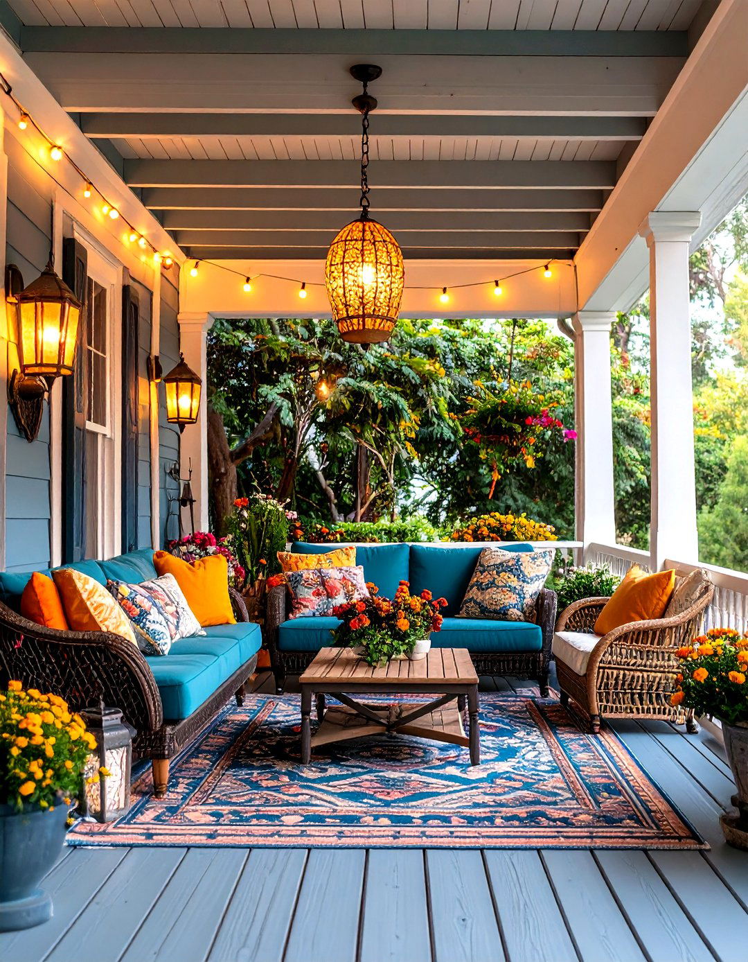 Artistic Statement Porch with Creative Elements - 24 Large Front Porch Ideas