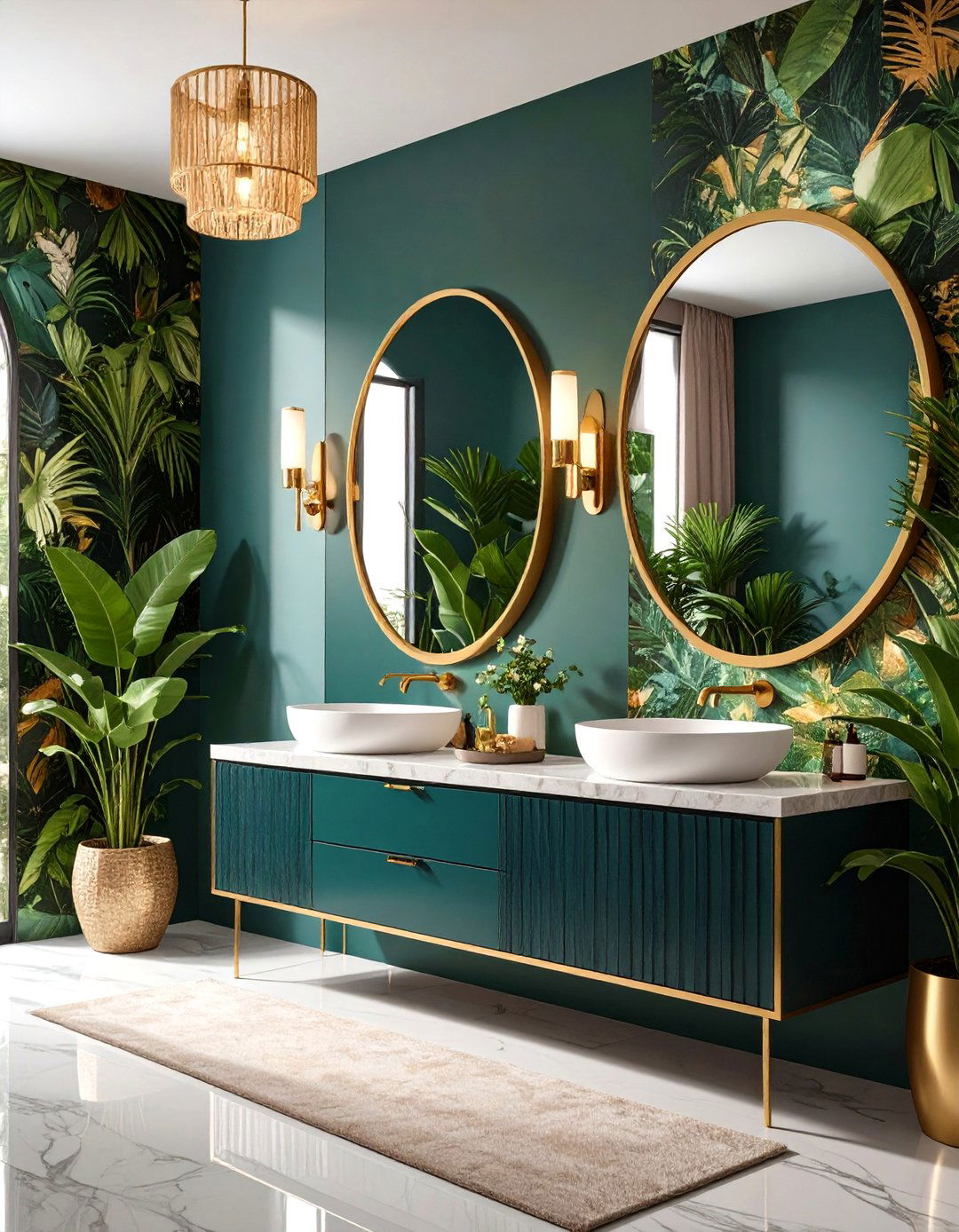 Artistic Statement Powder Room - 24 Housewarming Decoration Ideas