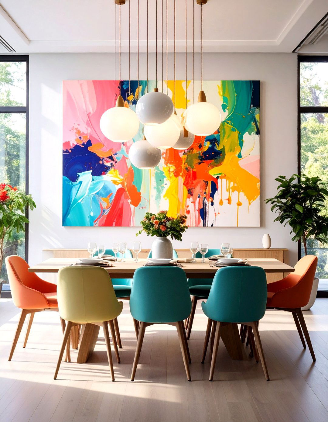 Artistic Statement Wall Dining Room - 24 Modern Dining Room Ideas