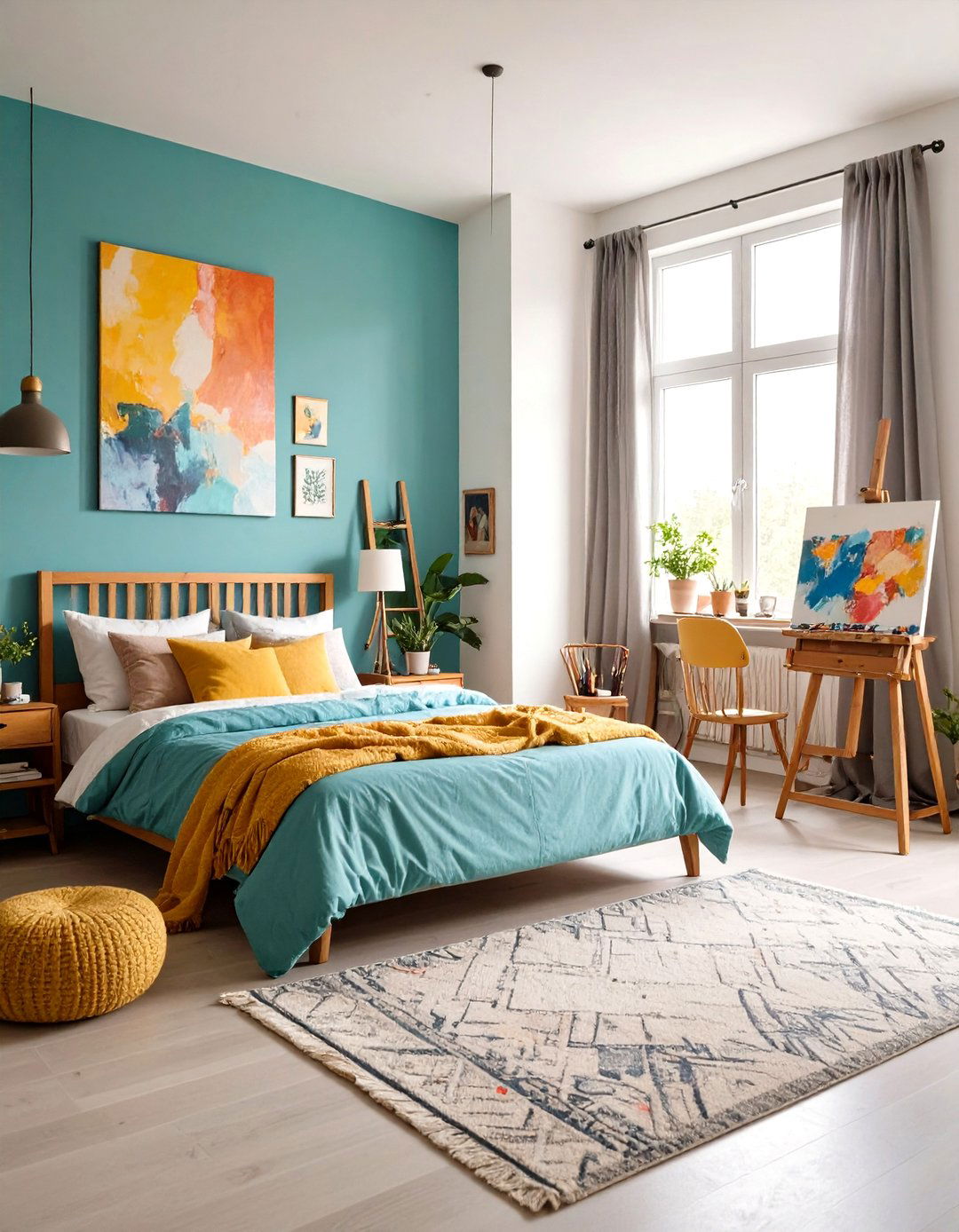 Artistic Studio Hipster Bedroom with Creative Workspace Integration - 24 Hipster Bedroom Ideas