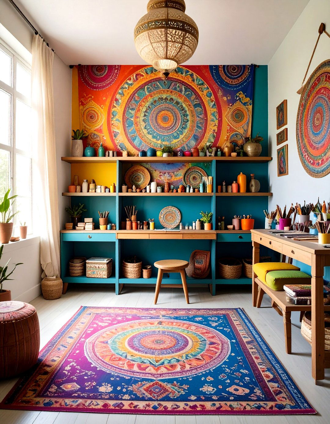 Artistic Studio Workspace - 24 Colorful Boho Decor Ideas