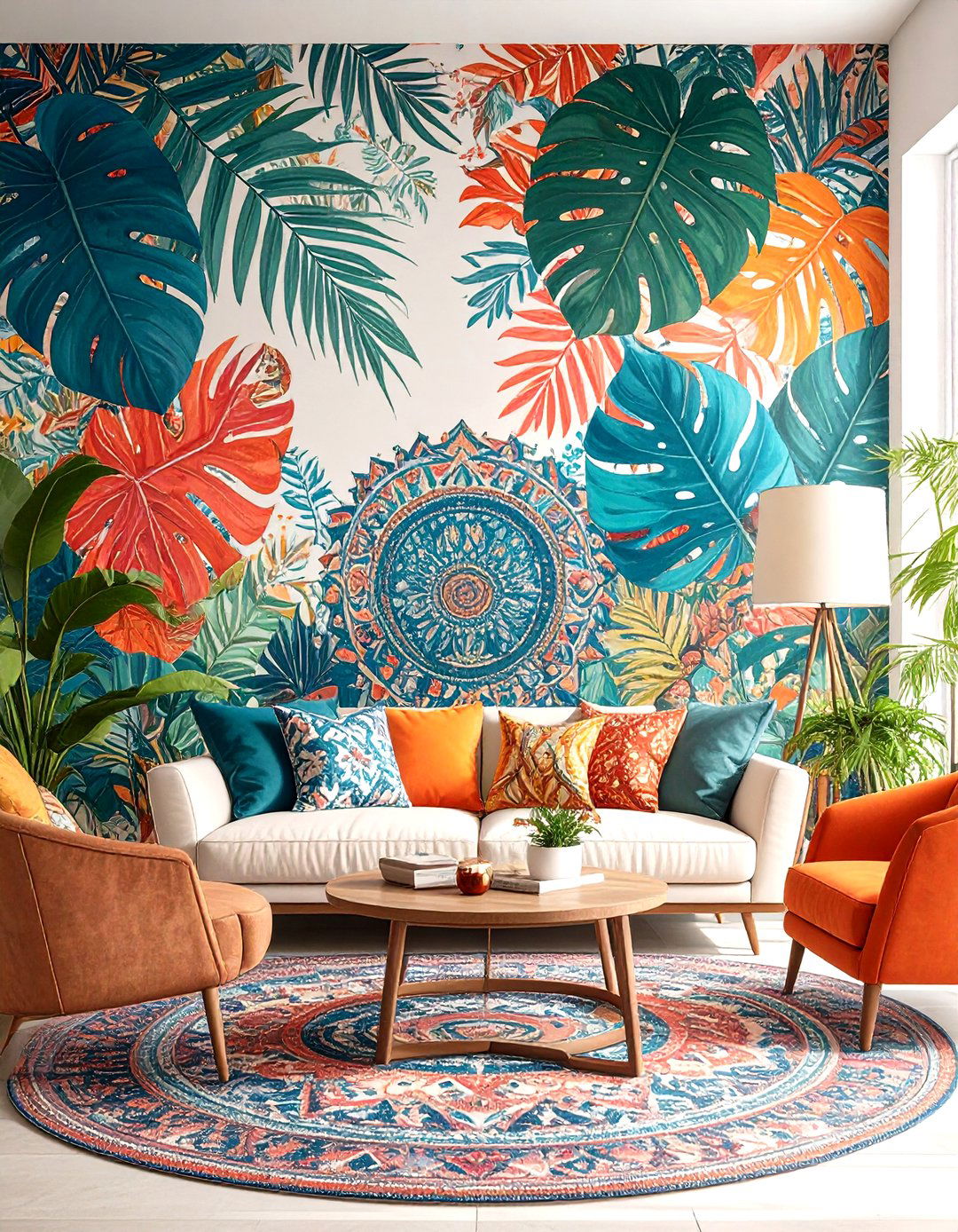 Artistic Wall Mural Statement - 24 Colorful Boho Decor Ideas
