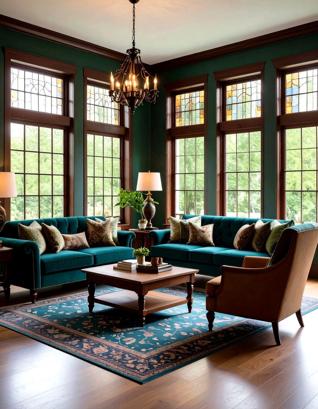 Arts and Crafts Dark Green Sitting Room - 24 Victorian Dark Green Living Room Ideas