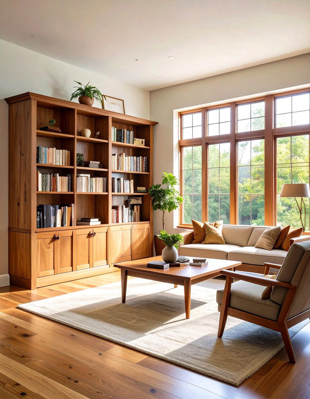 Arts and Crafts Mission Style Bookcase - 24 Bookcases Around Window Design Ideas