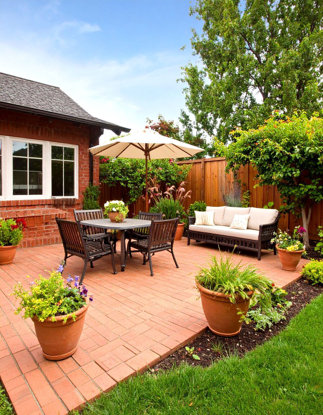 Arts and Crafts Red Brick Bungalow Patio - 24 Red Paver Patio Ideas